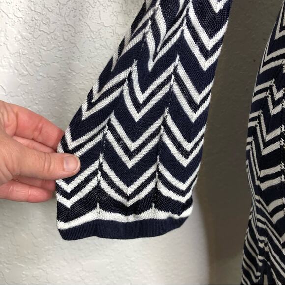 WHBM navy and white chevron knit lightweight sweater tunic size Small - Picture 6 of 15